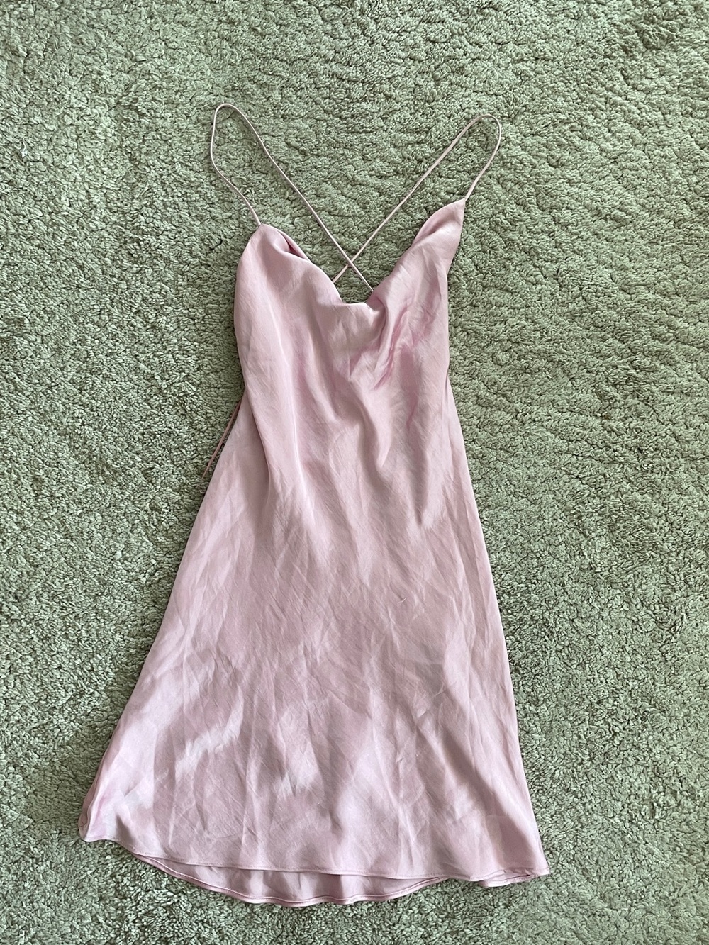 Zara Pink Slip Dress with Cross-Back Straps